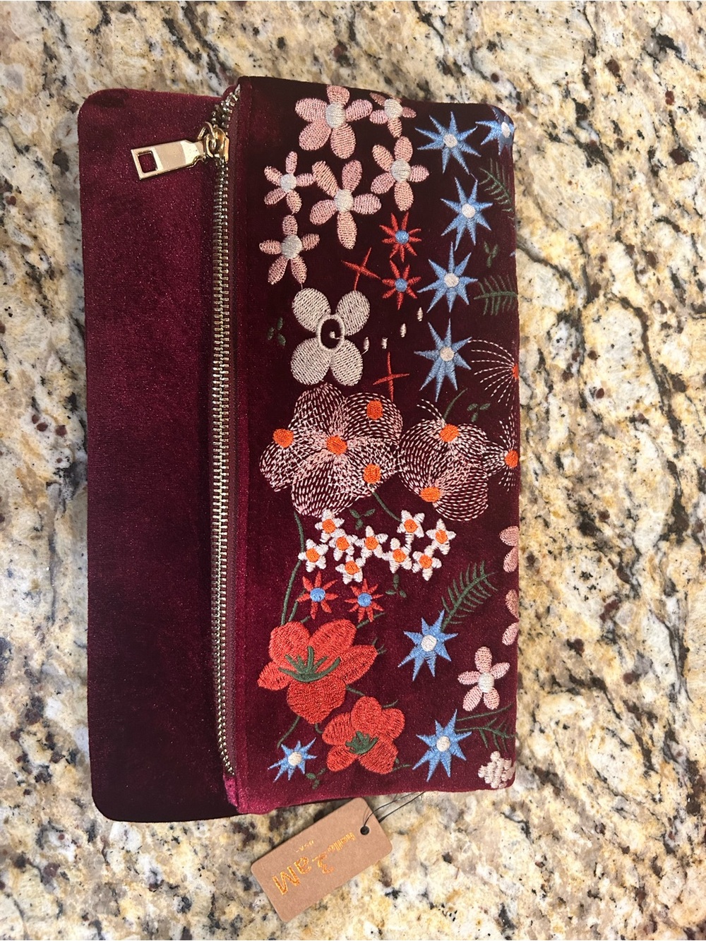 Hello 3 am Forever new-Burgundy Boho Embellished Clutch Crossbody Purse